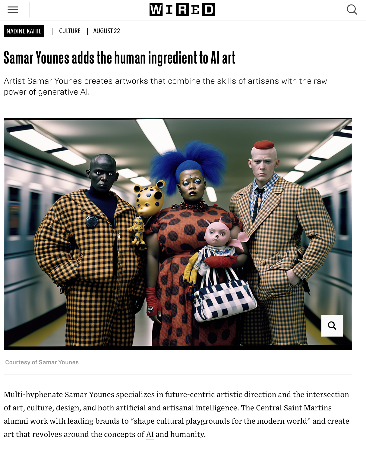 WIRED  “Samar Younes Blends Humanity with AI inner art” | Aug 23'