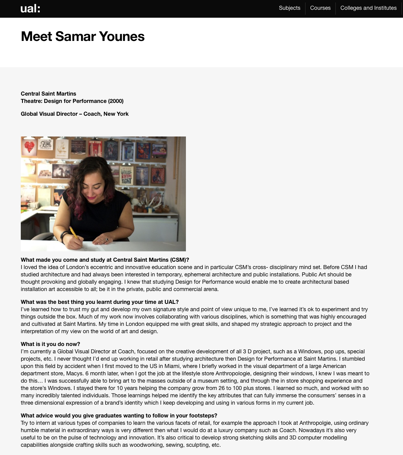 UAL Alumni Feature, Central Saint Martins 