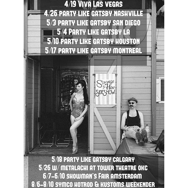 Vegas— Amsterdam & everywhere in between! These are the only public performances you can catch us at this Spring/Summer (for now!) Dates being added each week. We have a few spots open between a huge string of private gigs, DM us to book Strange for Hire Sideshow for your next event!
See ya on the road lovelies!
Photo by @hannahsorrell_
#strangeforhire