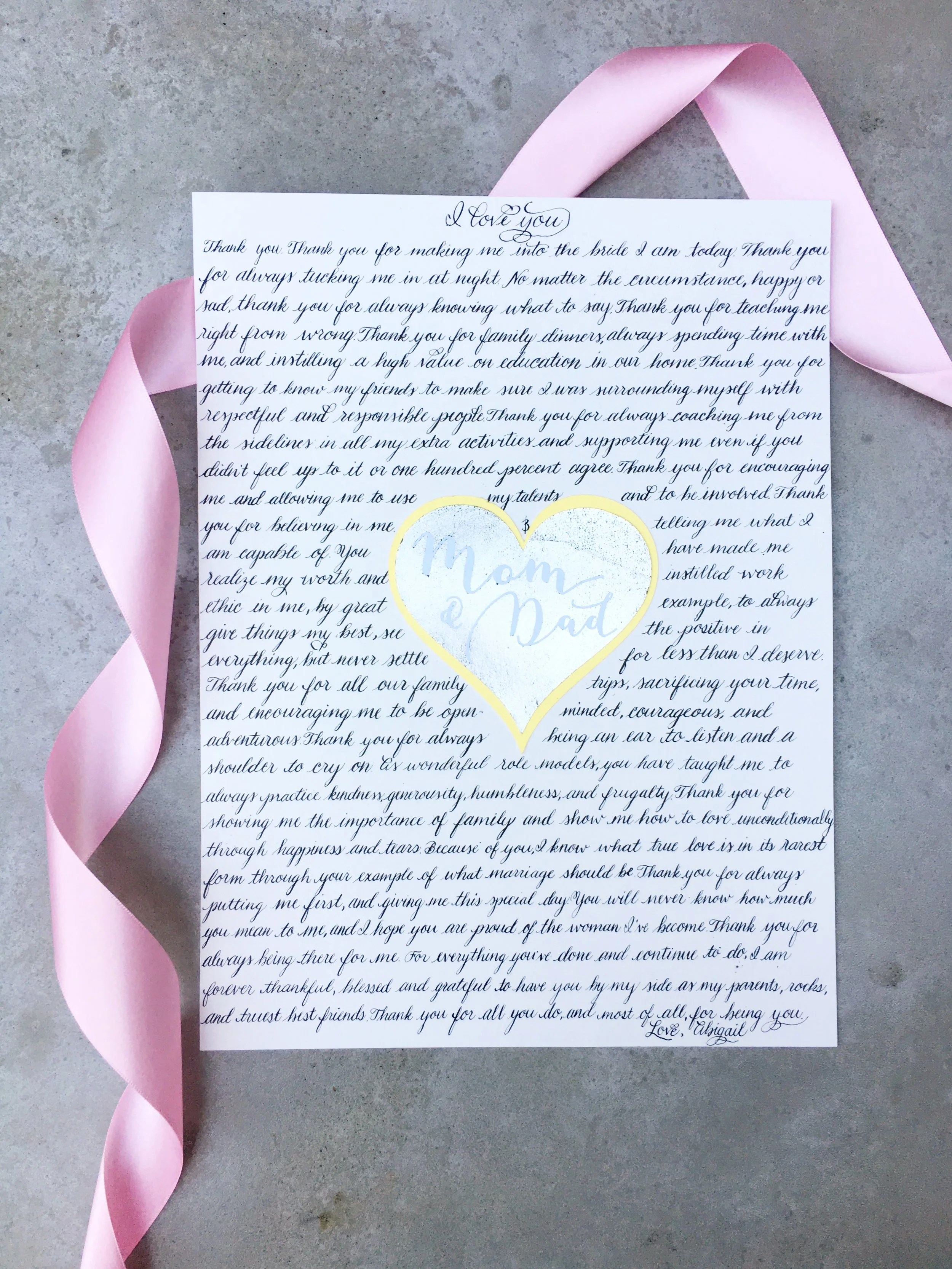 A gift to the brides parents