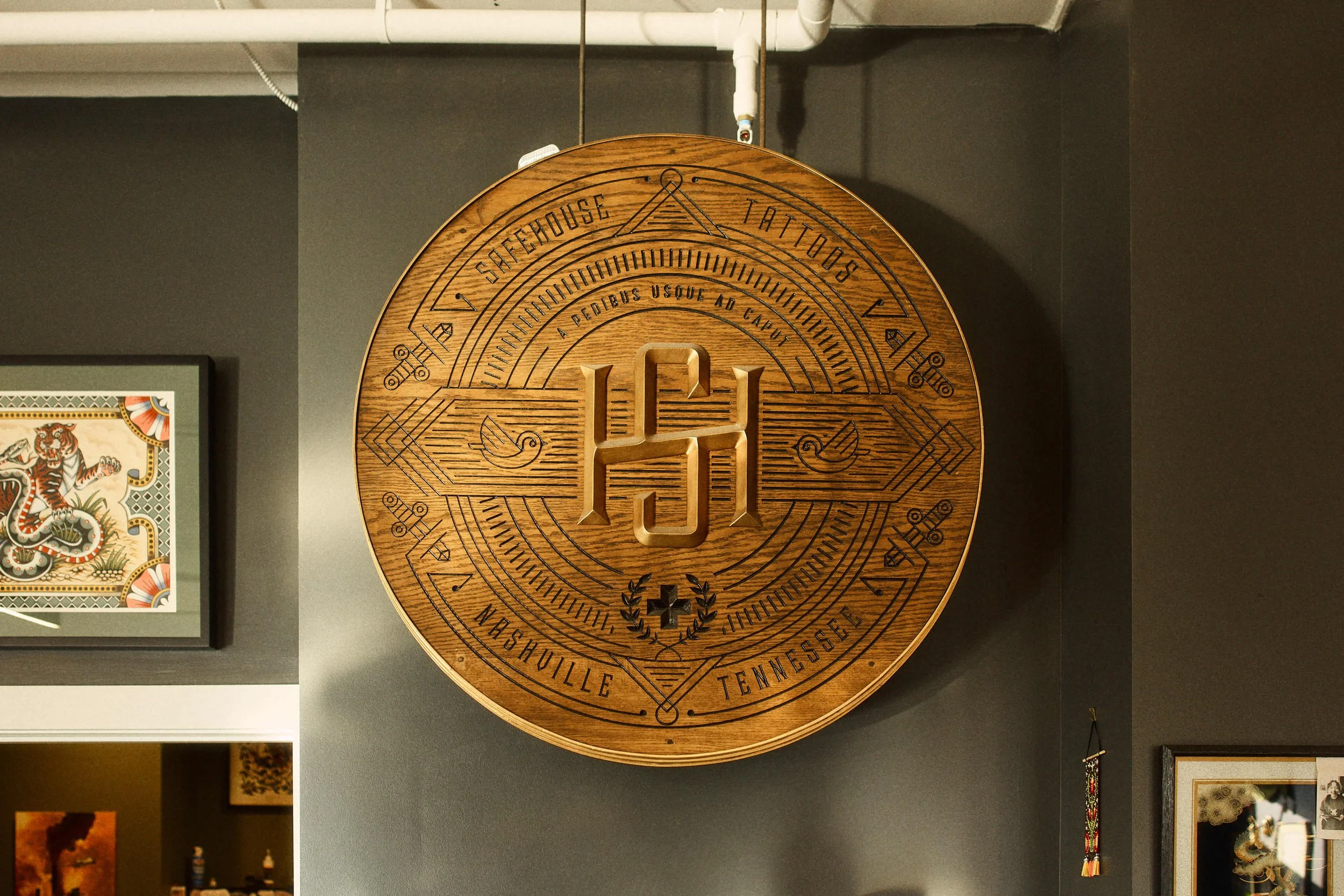 Safe House Tattoo Studio Logo Signage