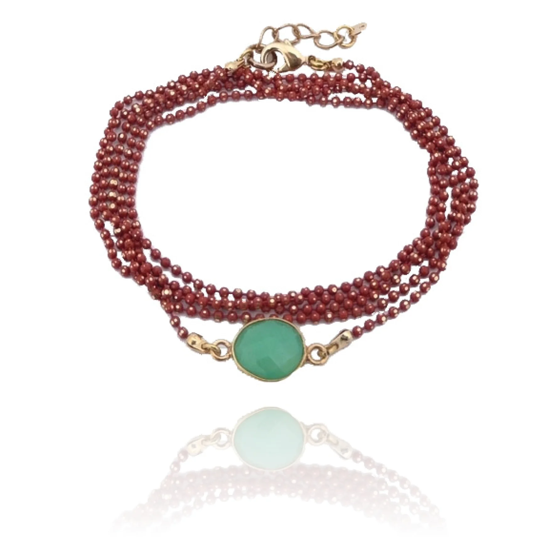 Bracelet Bolita corail et vert