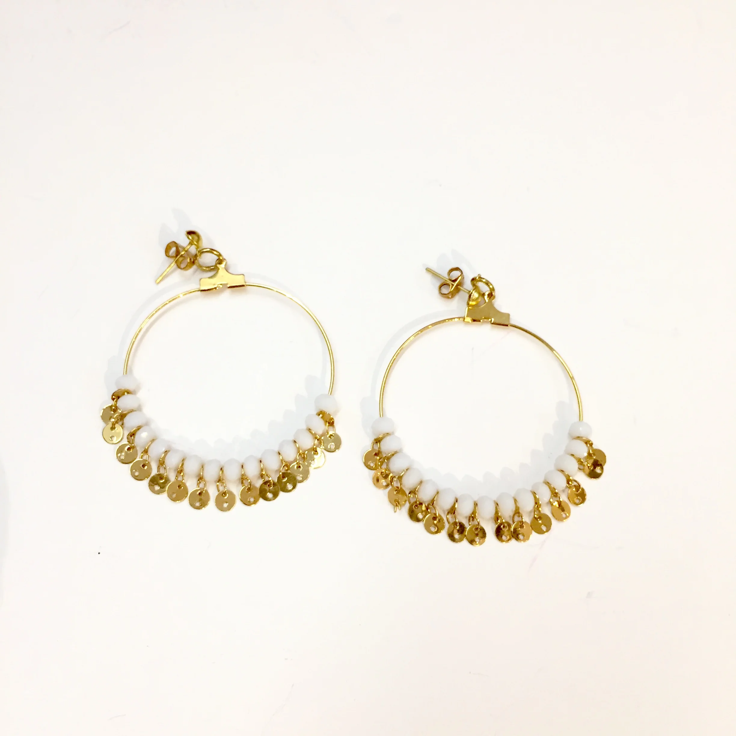 Boucles d'oreille Ankara ronde blanche