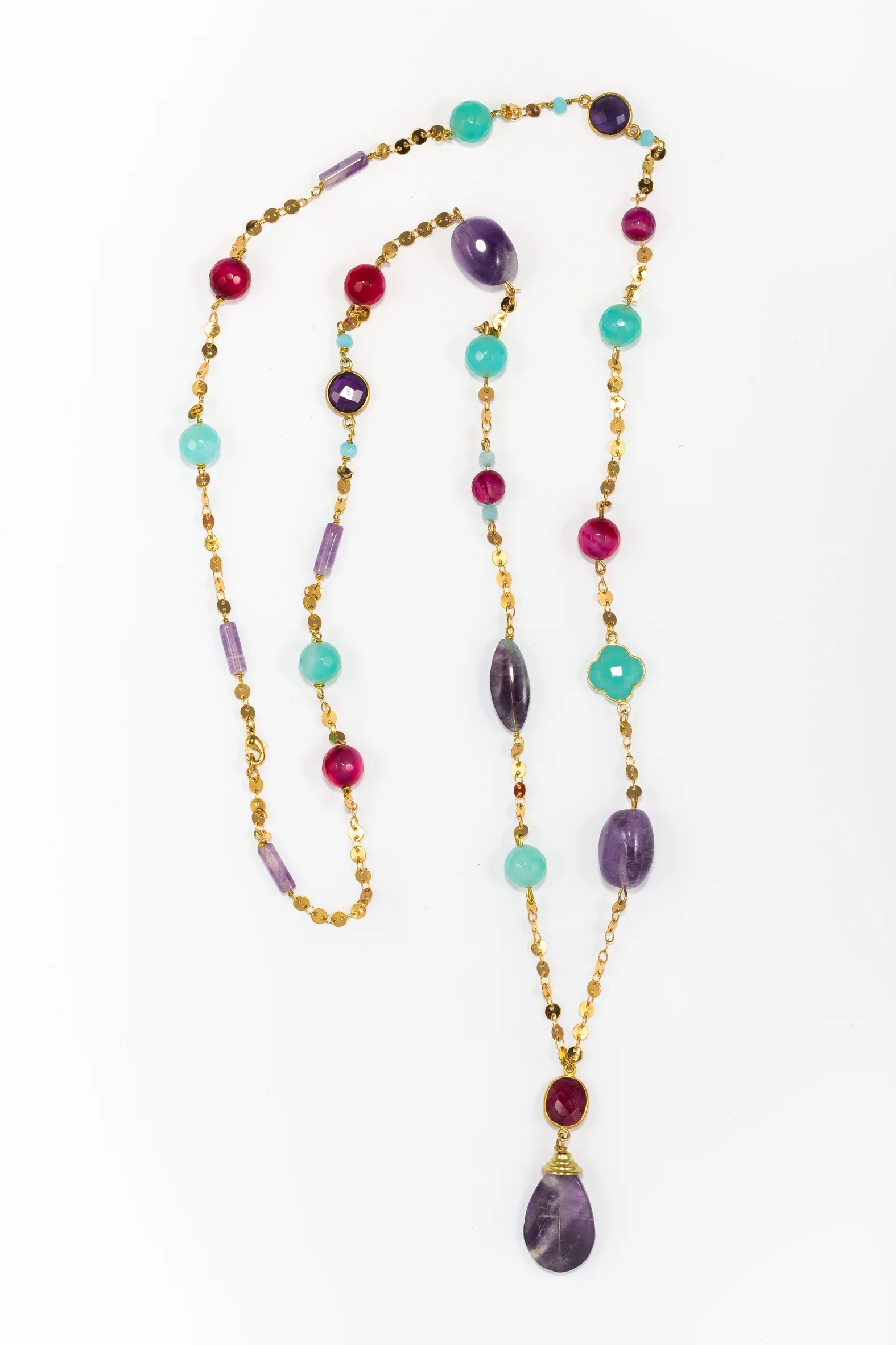 Sautoir Sofia violet turquoise rubis