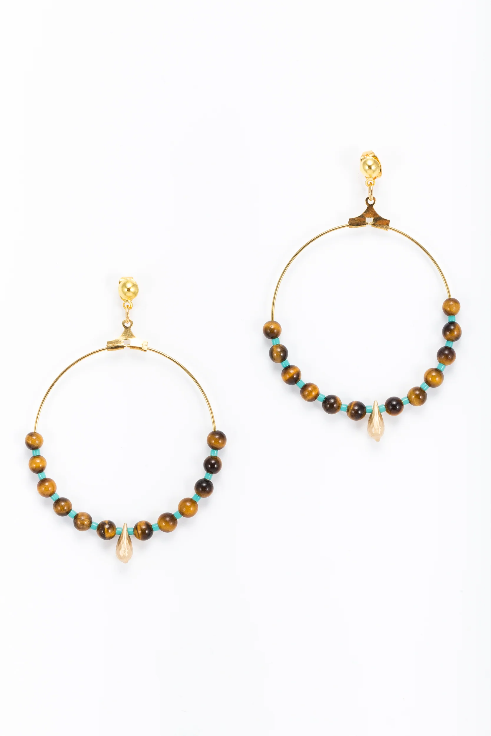 Boucles d'oreilles Tania marron et turquoise