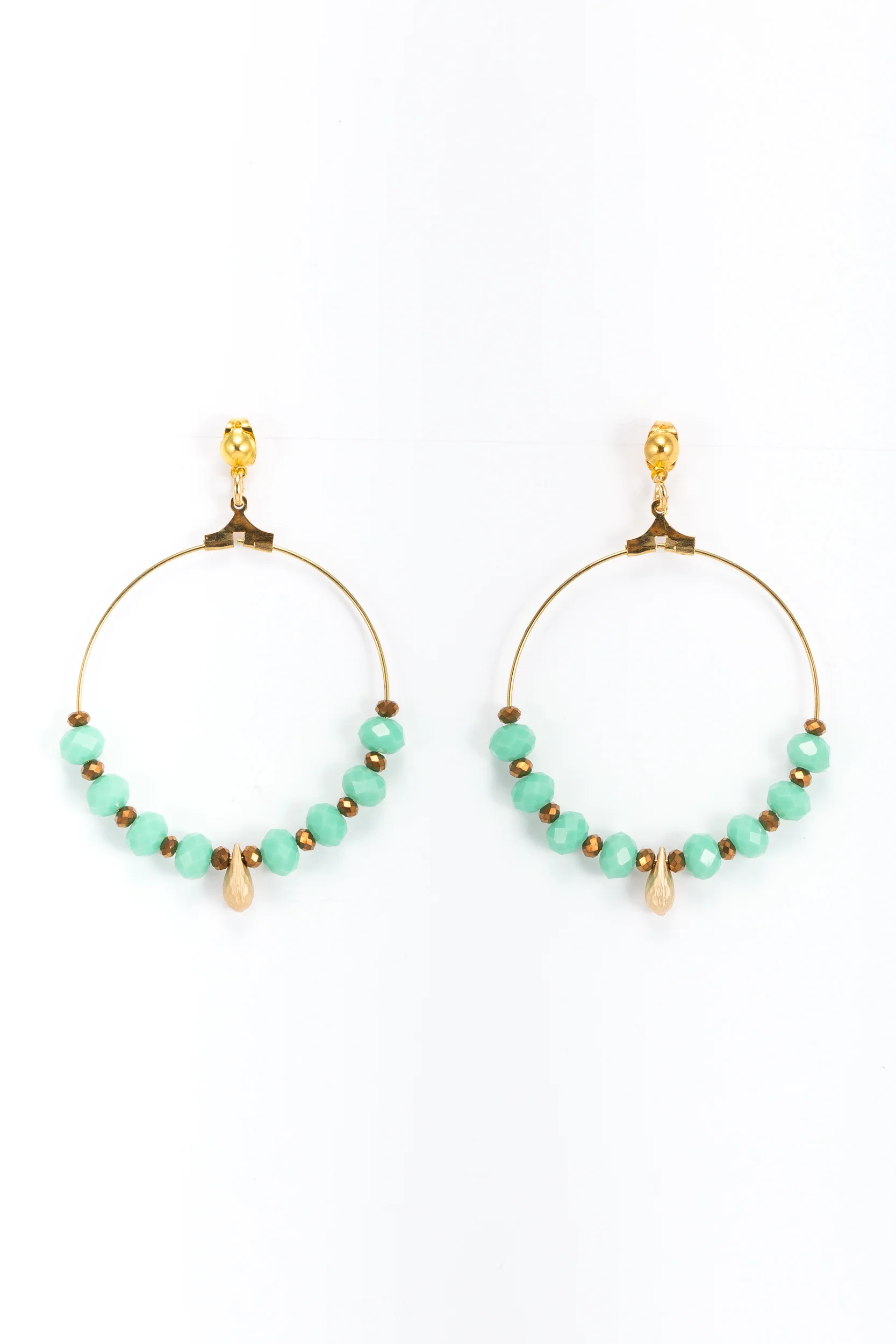 Boucles d'oreilles Tania turquoise et dorée