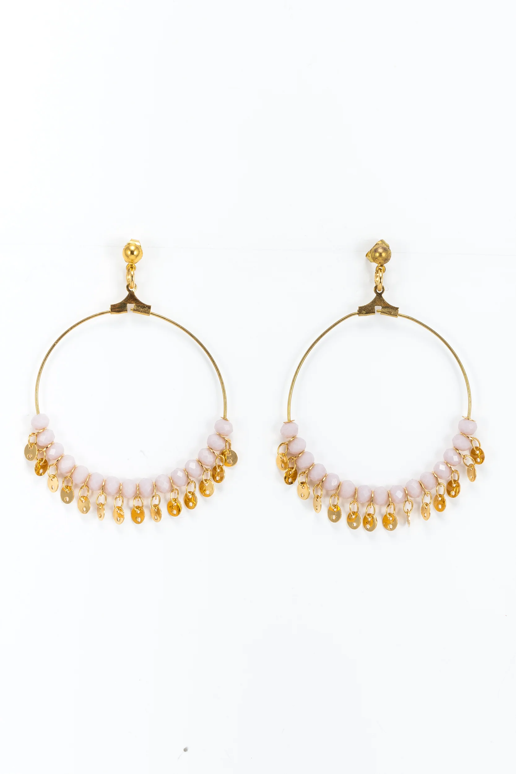 Boucles d'oreilles Ankara beige et dorée