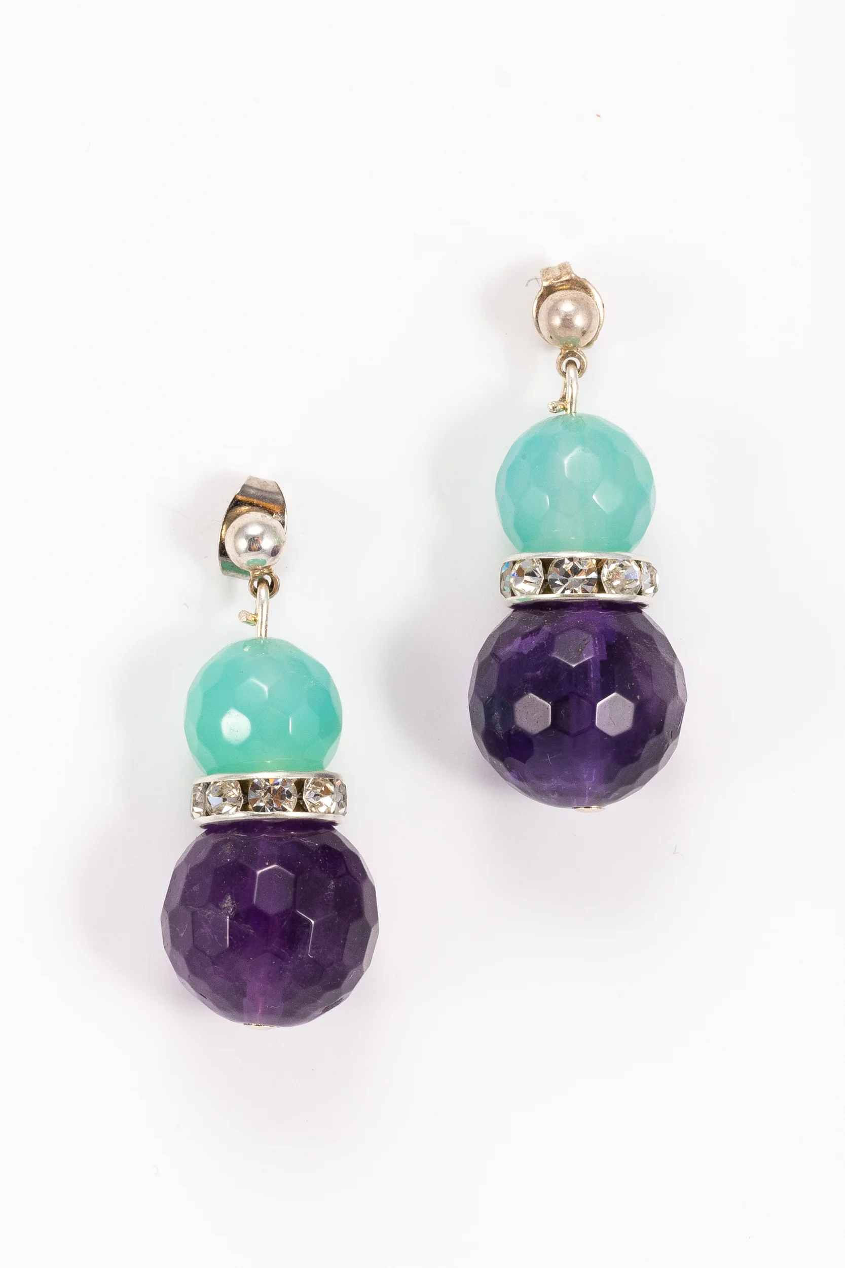 Boucles d'oreilles Nonna violette , turquoise