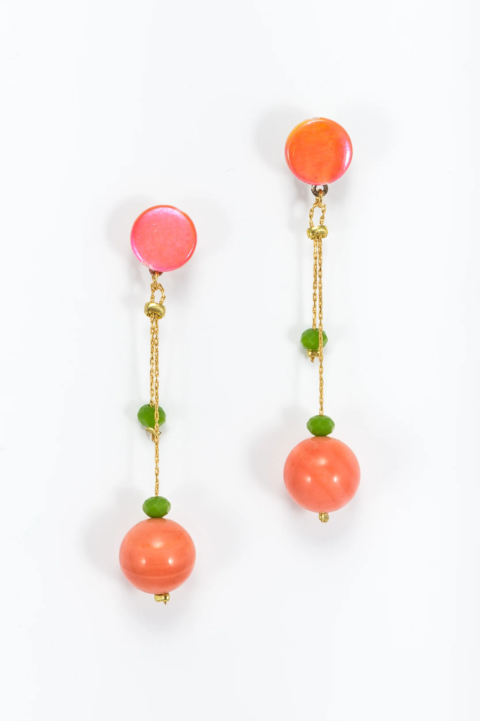 Boucles d'oreilles Mia corail et verte