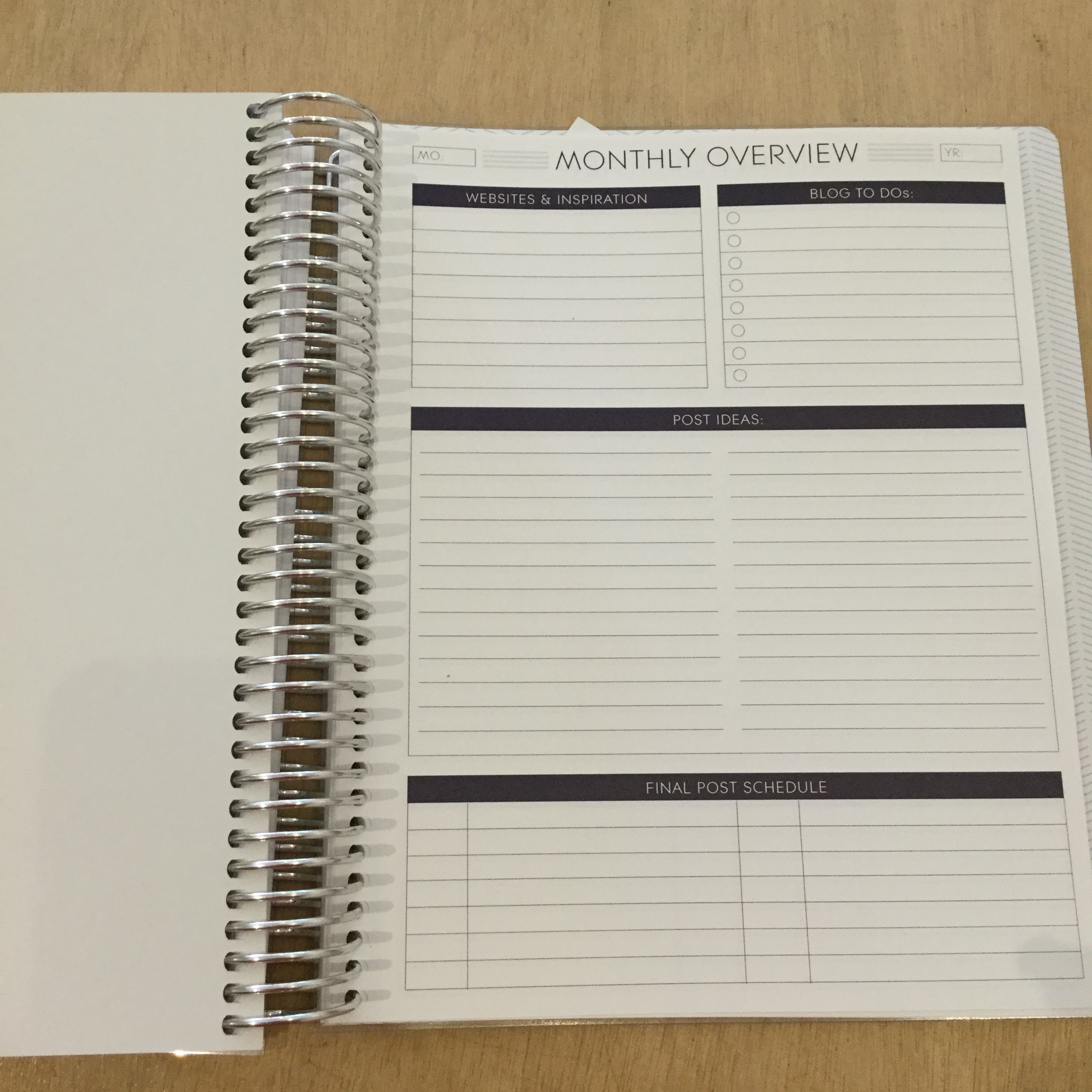 Included in my planner is an additional section at the back dedicated entirely to blog planning. You get a dozen of these pages which are designated for listing ideas and blog-specific errands, as well as a page for logging stats, expenses, and more! It's a big help, in my opinion.