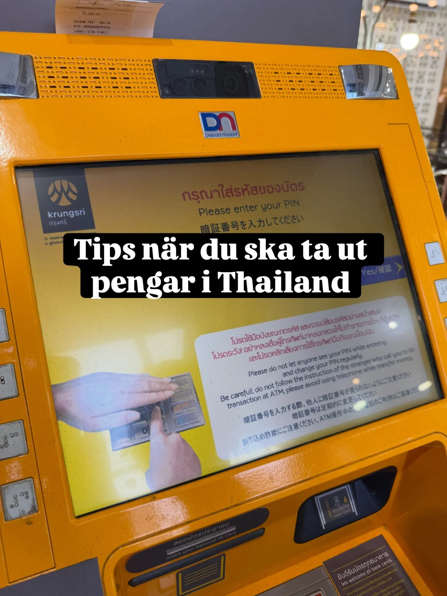 Inl&auml;gg att spara! Tips n&auml;r du ska ta ut pengar i Thailand💰💸🇹🇭
#thailand#resa#atm#thailandtravel#thailandtips