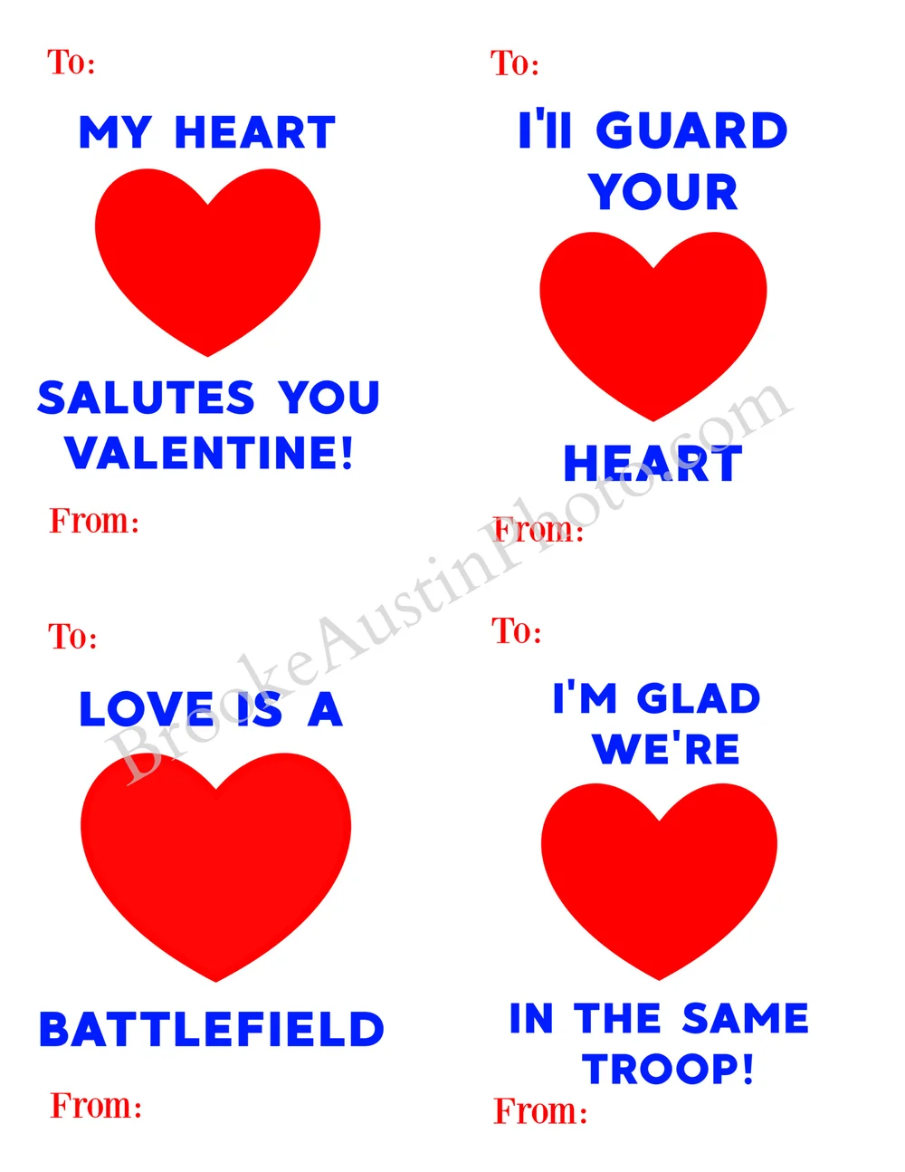 Free Printable Kids Valentines With American Revolution Toy Soldiers —  Brooke Austin Photo | Denver, CO Photographer