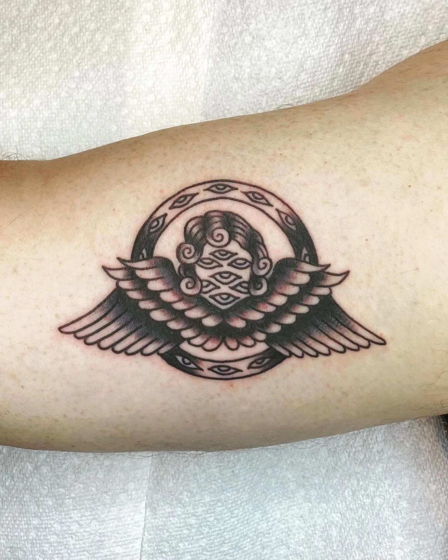 matching dad &amp; daughter tattoos. thank you for the trust!

done at @familytattoo