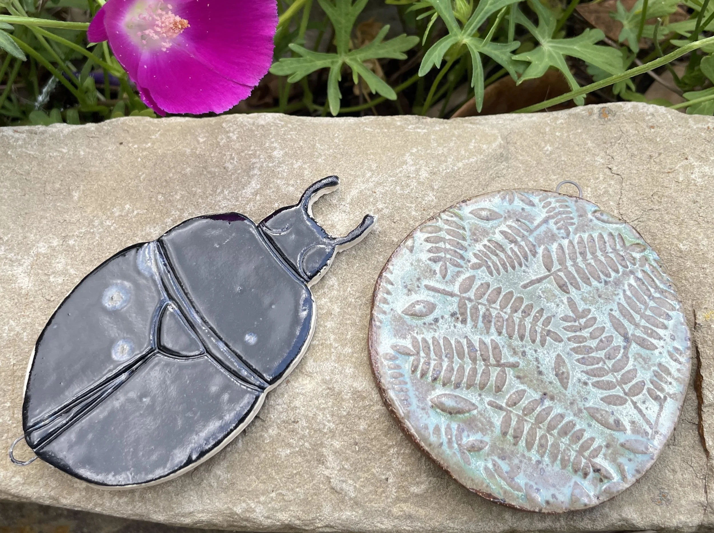 Beetle and fern CNC promotional ornaments