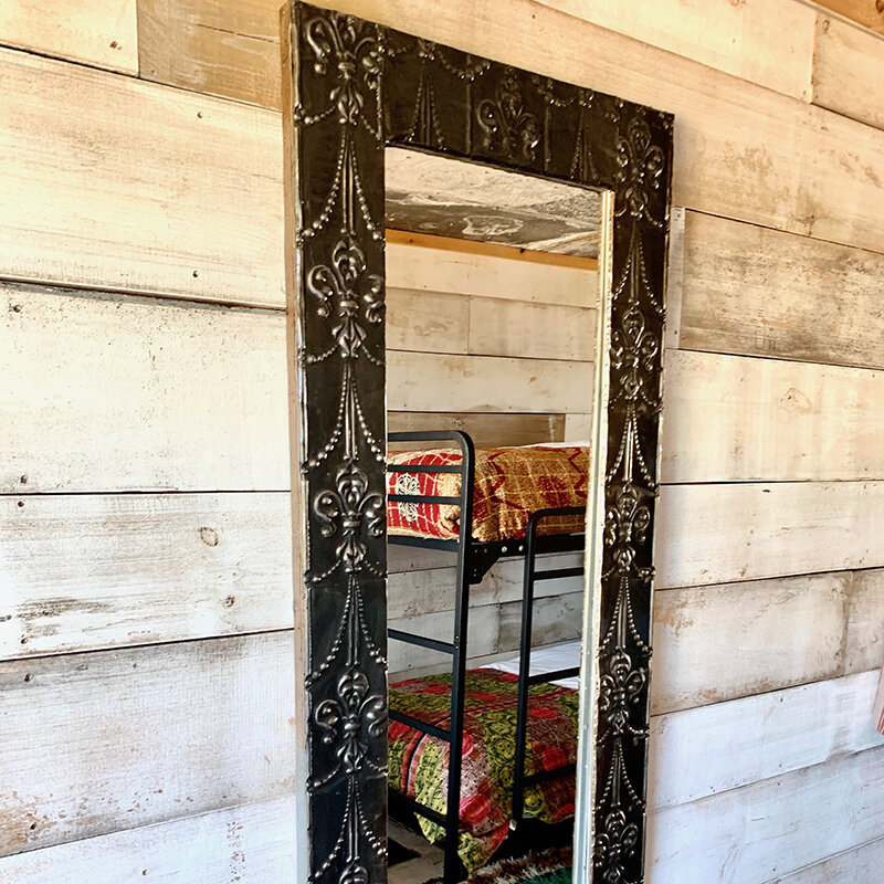 FLOPHOUZE SHIPPING CONTAINER HOTEL -Victorian Tin Ceiling Mirror