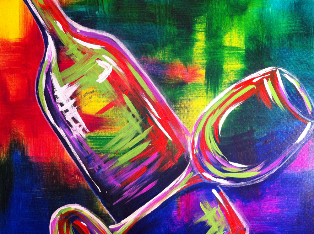 The chosen painting for the class, titled Wild Wine Night.