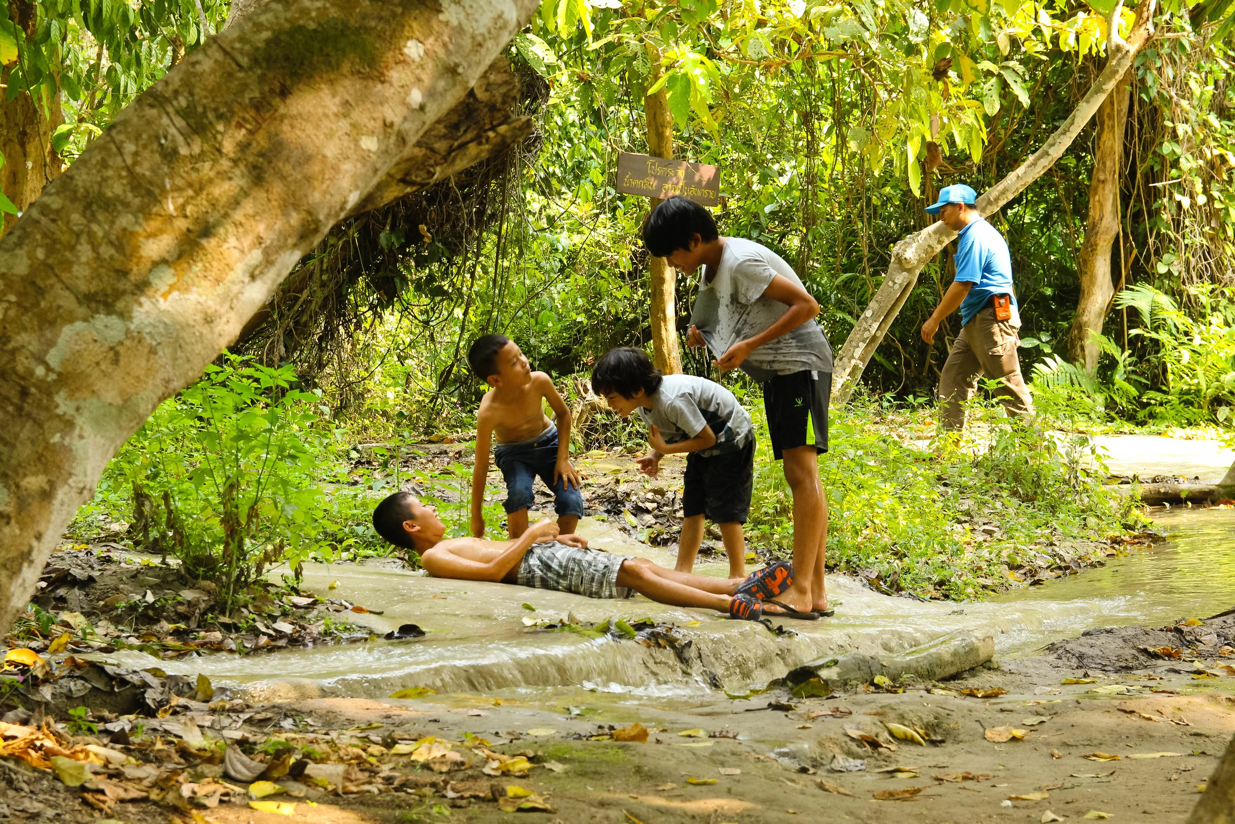 Chiang Mai Thailand Sticky Falls Bua Thong kids