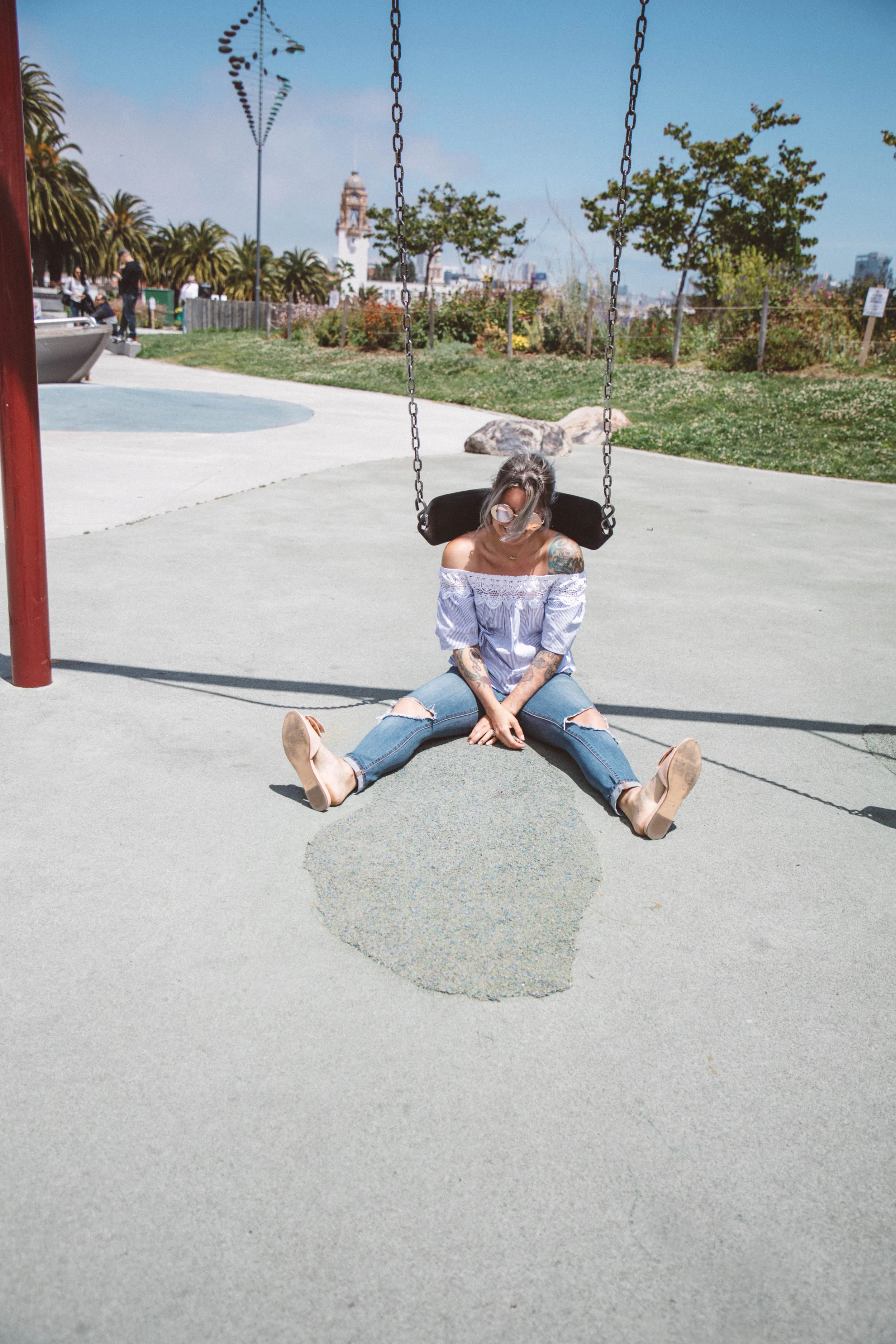 Here's me failing at swinging. Yes, the thing that first graders do.