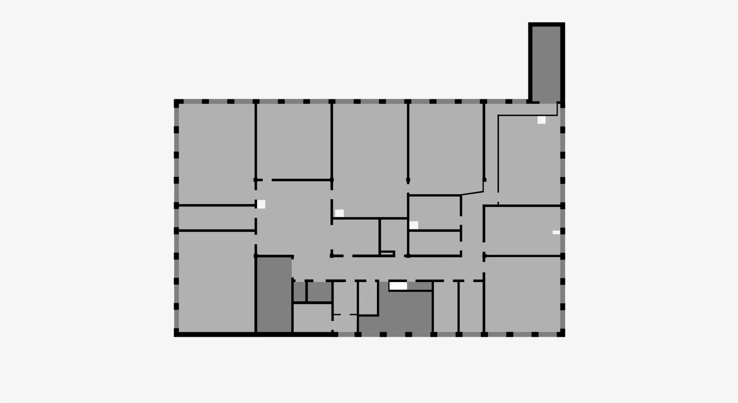 Existing Plan (above) and view of the stripped out floor with existing ductwork (below)