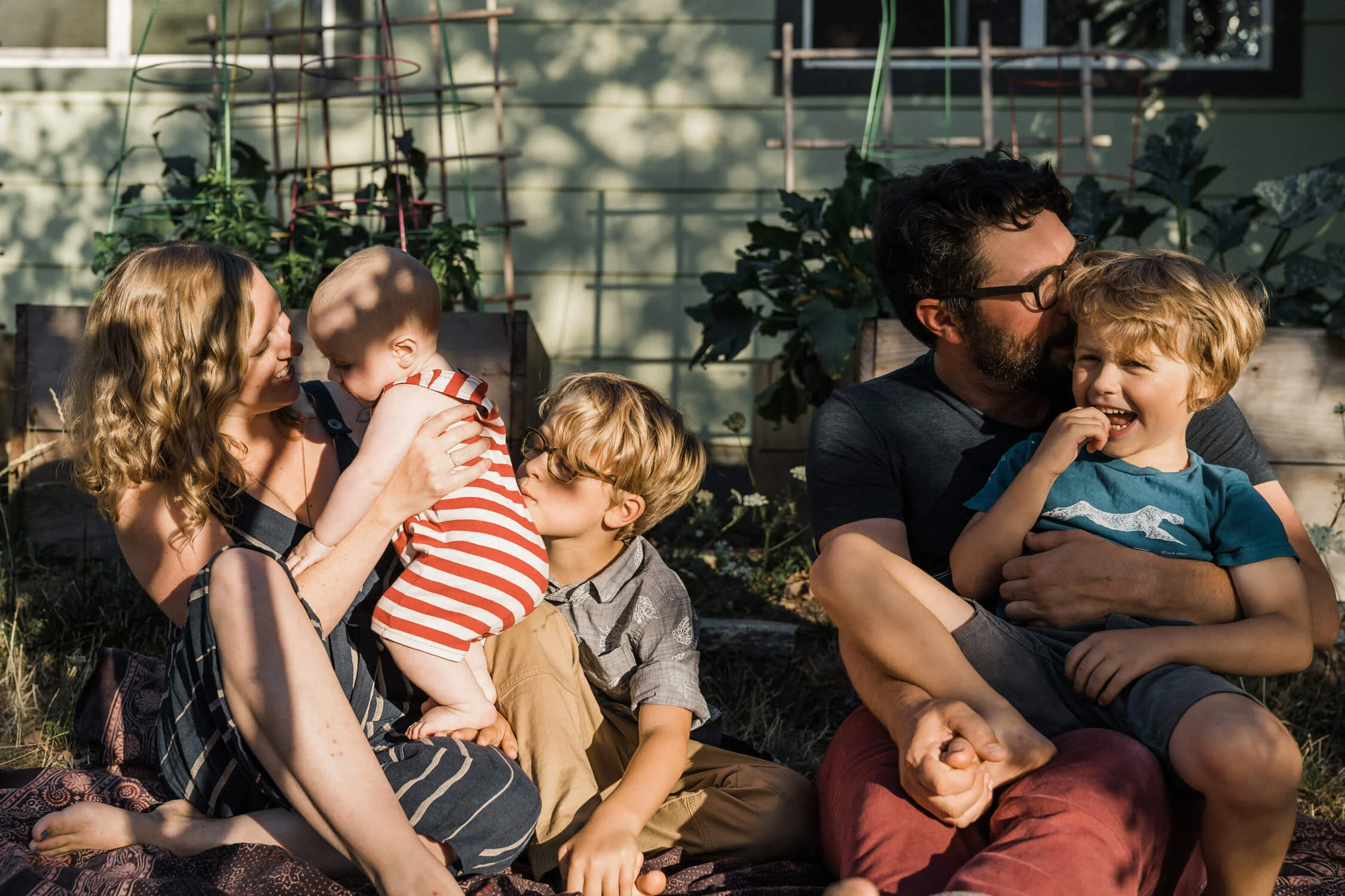 Summer in the Garden Shadows Hard Light Portland Family