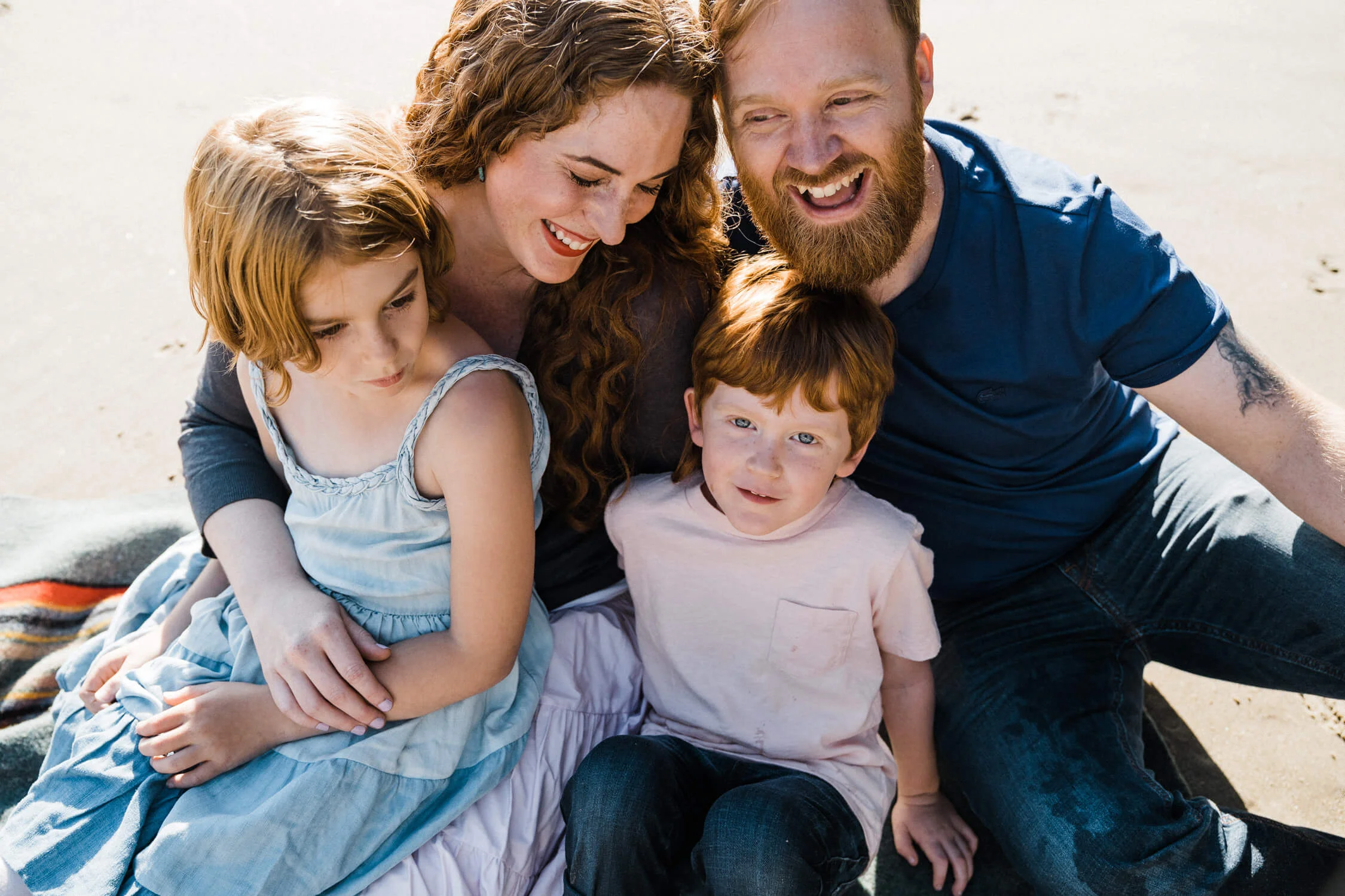 Red Hair Family Beach Boys Wear Pink