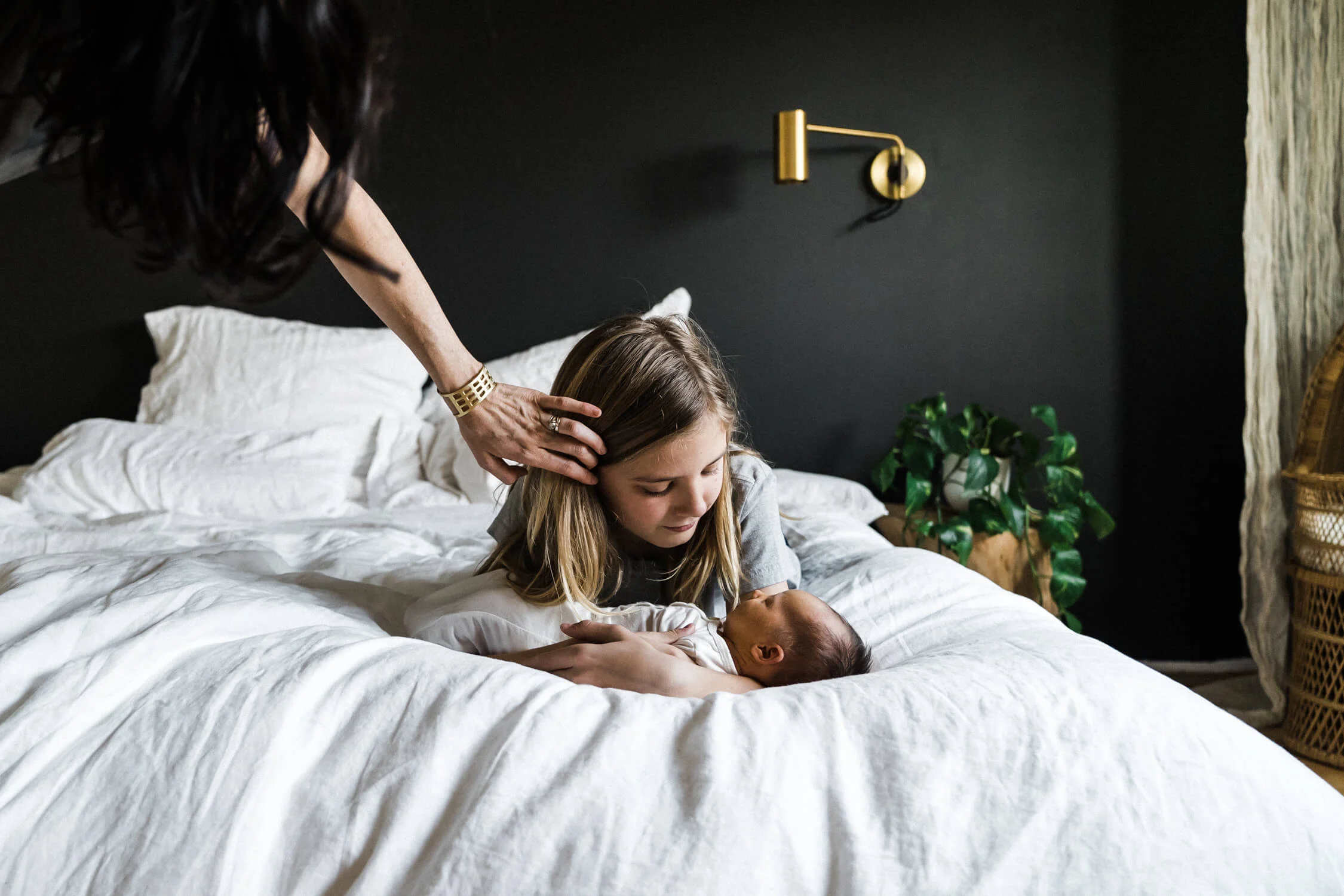 bohemian older sibling newborn
