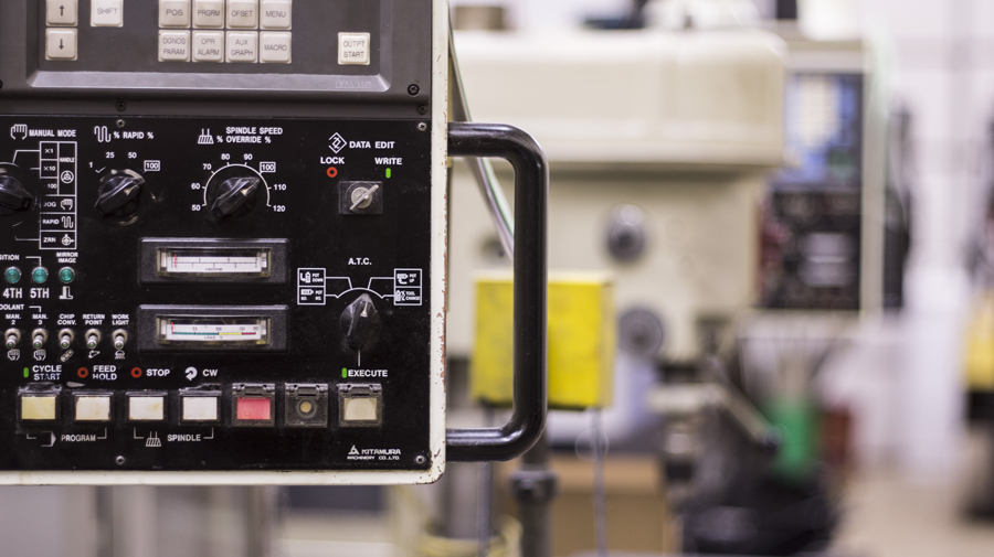 CNC control panel on the floor at Emig Machine & Tool