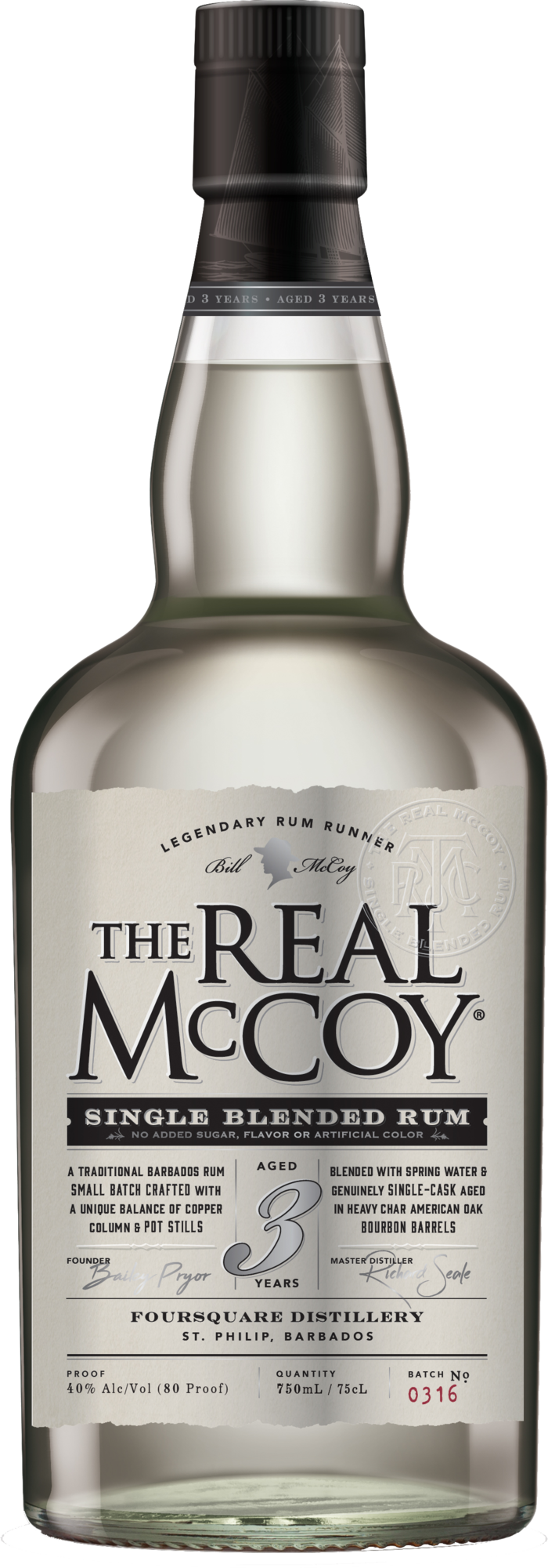 High-Res PNG-The Real McCoy Single Blended Rum 3 Yr 40 ABV 750ml Front Bottle Shot  - NOT FOR PRINT PRODUCTION.PNG