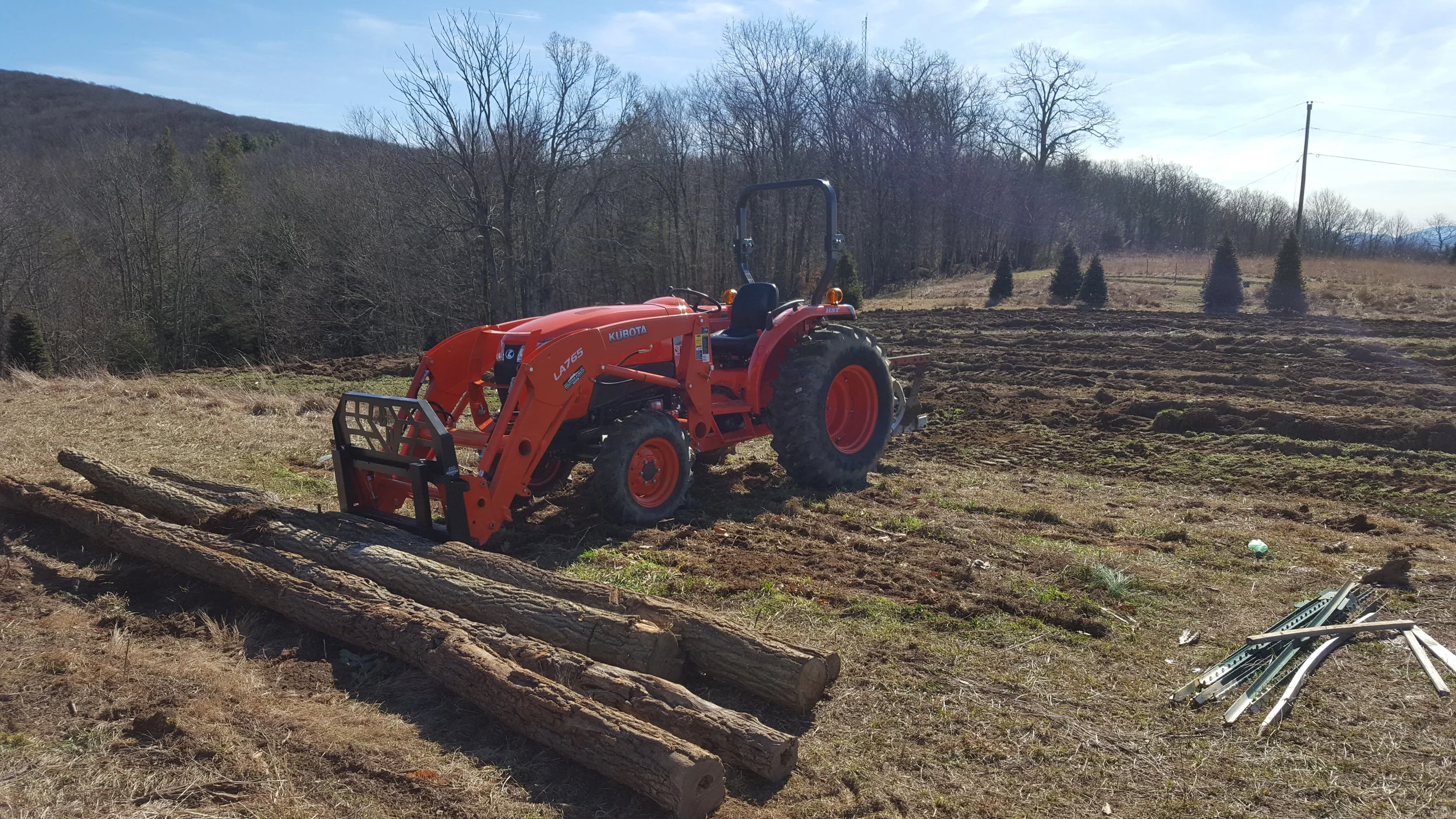 Our new tractor is really helping out thanks to the crew at Mountain Kobota in Boone!
