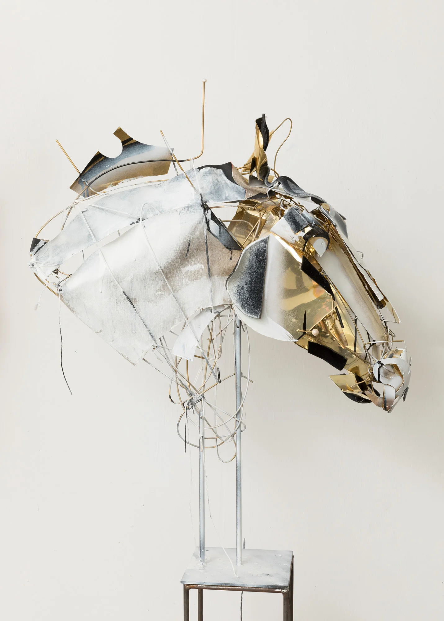 Horse 2018 Brass, linen, shell, ink, spray paint 80cm x 50cm x 30cm