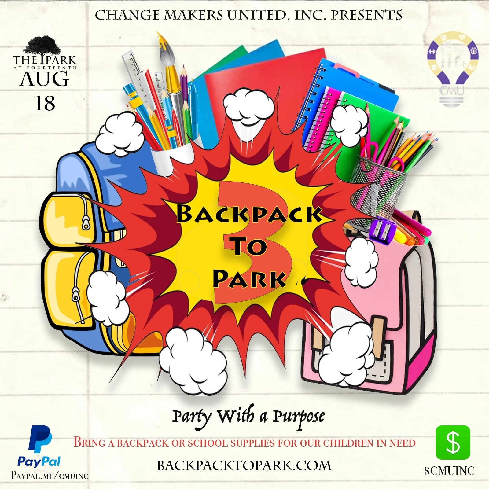 Backpack to Park: 3 Donation Drive