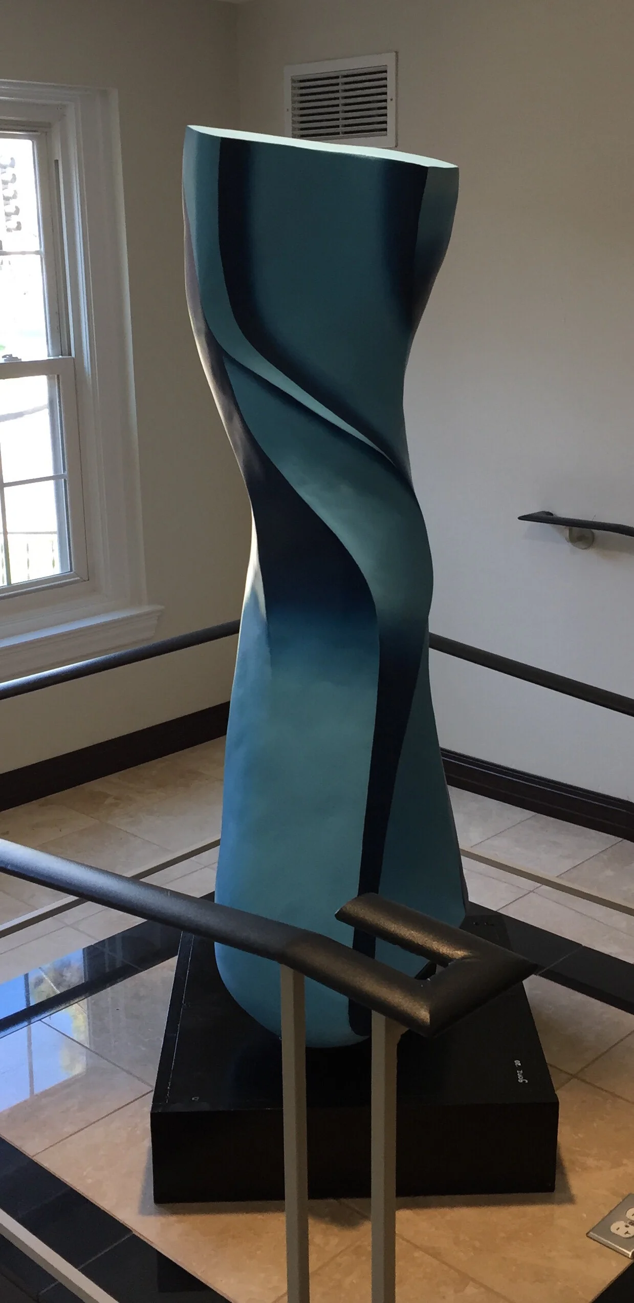  Dancing Blue was recreated in lifesize form for The City of Brentwood as it is on loan for the next two years. This sculpture measures 4 ft in height. The structure is reinforced with rebar, wire and chicken wire then it is covered with paris plaste