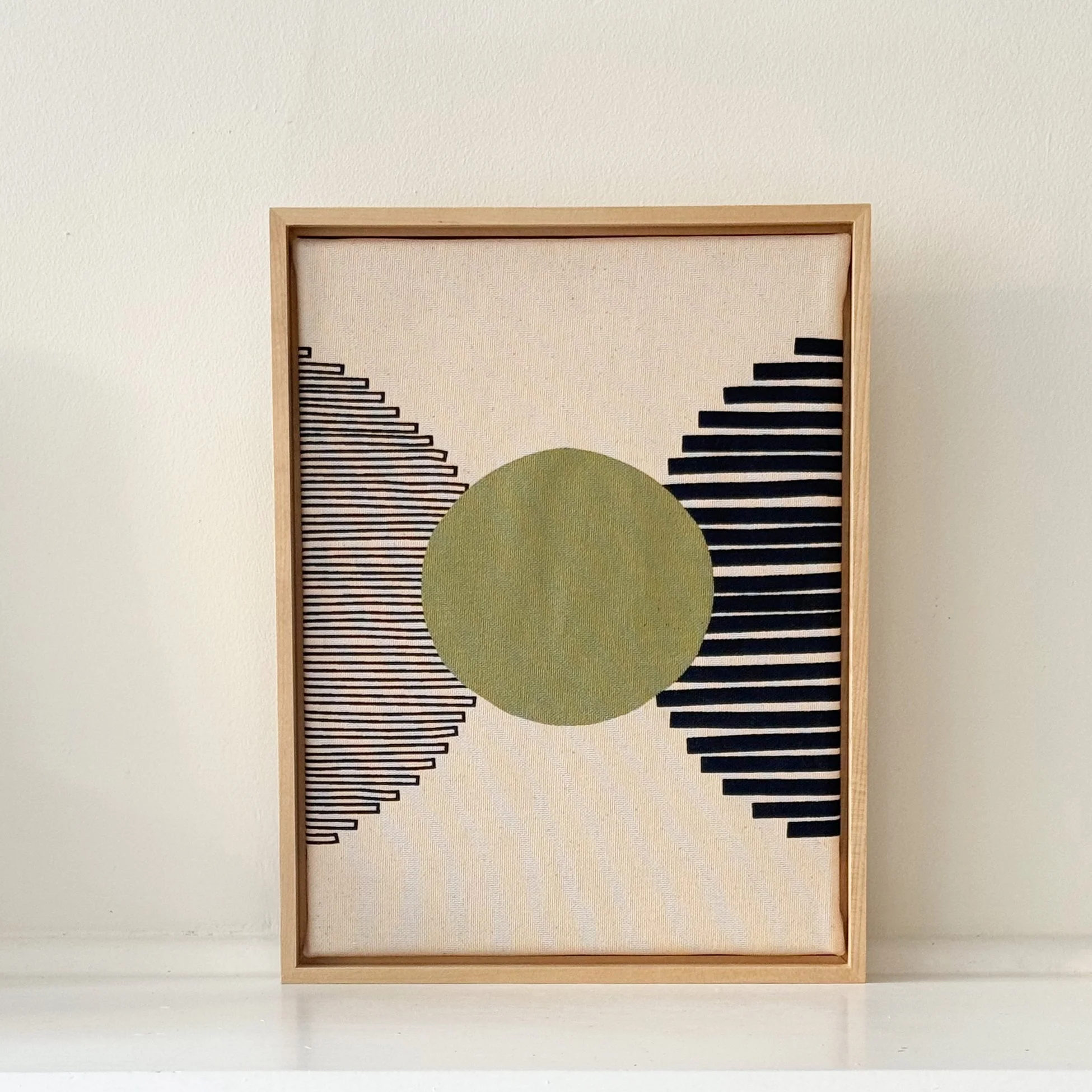 Wall Hanging/Semi Circles Charcoal and Metallic Olive