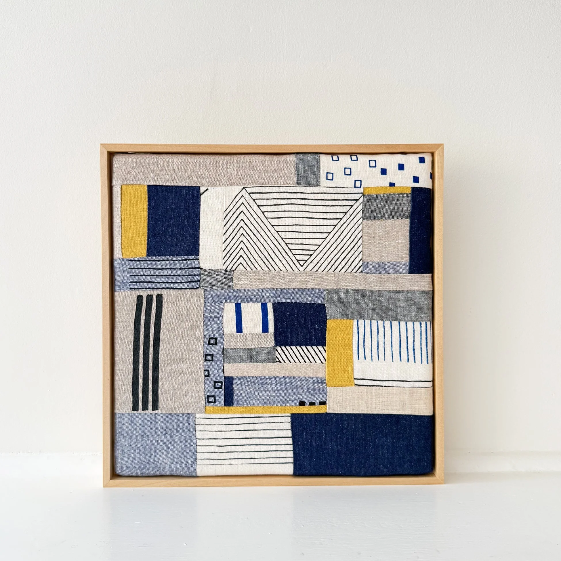 Wall Hanging/Framed Quilted Keepers Square in Blues
