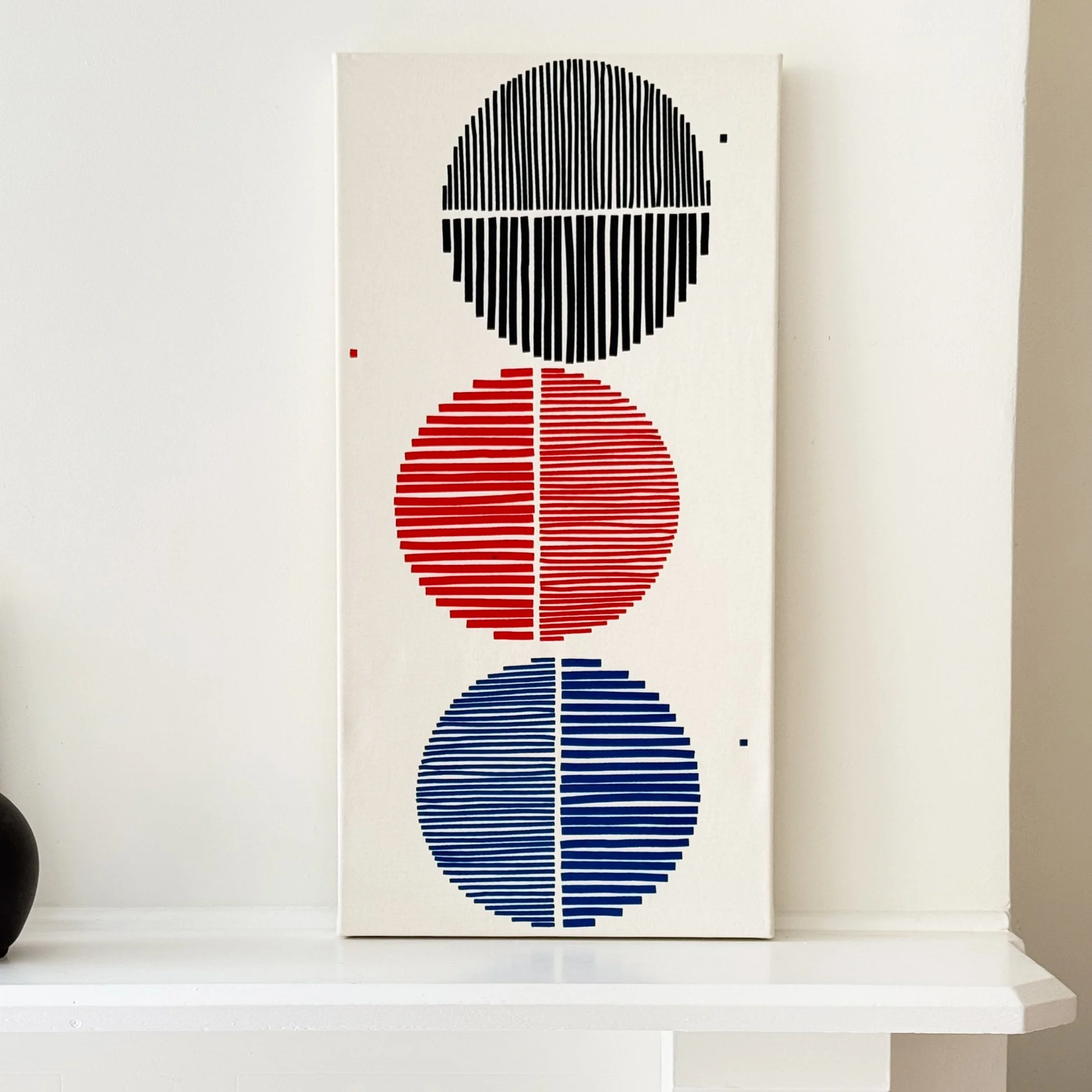 Wall Hanging/3 Moons in Navy, Blue + Red