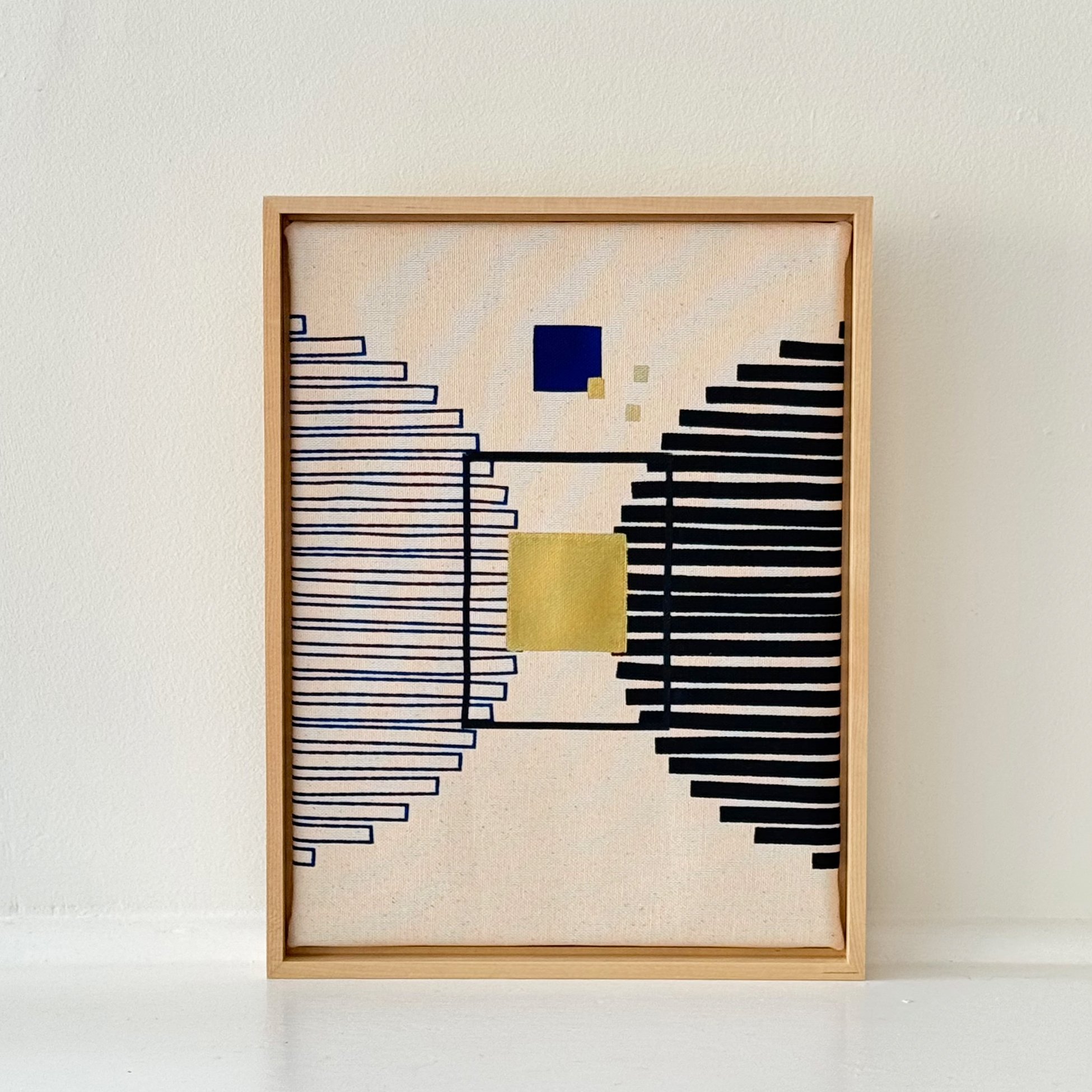 Wall Hanging/Semi Circles 1 in Charcoal w/Blue + Gold