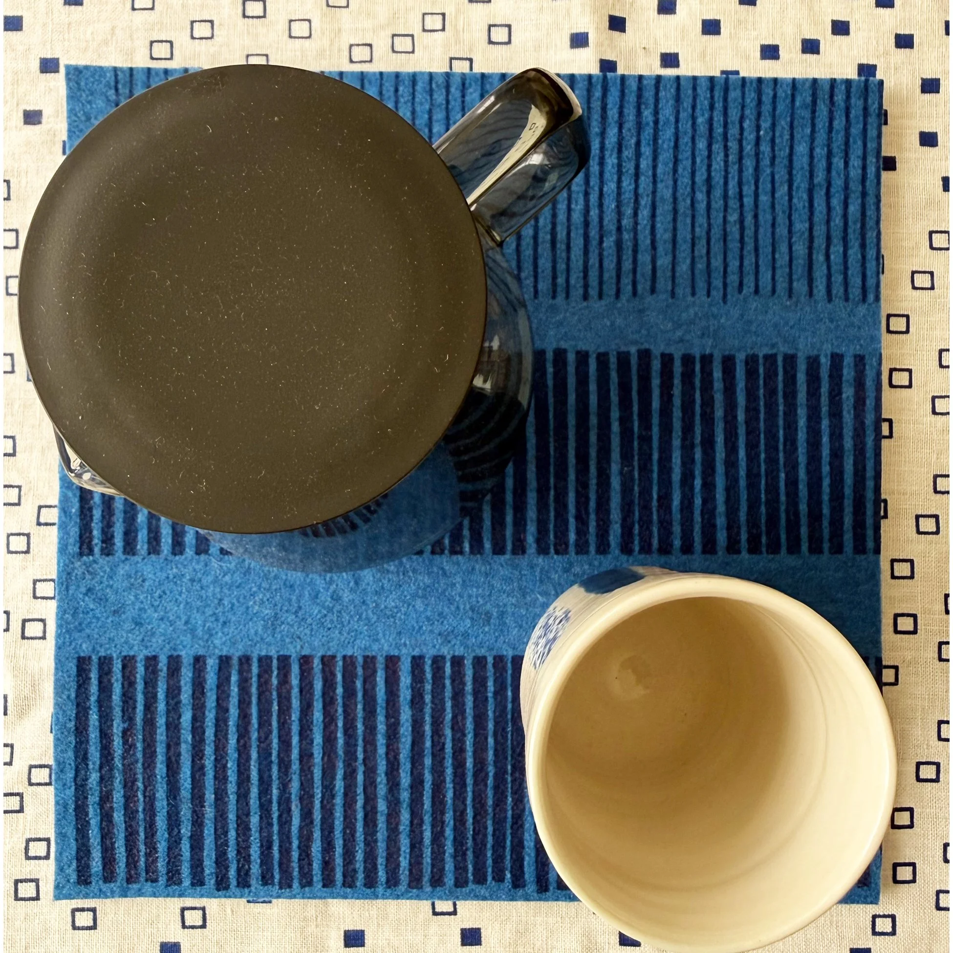 Trivet/Cobalt Matches Print on Lake Wool Felt