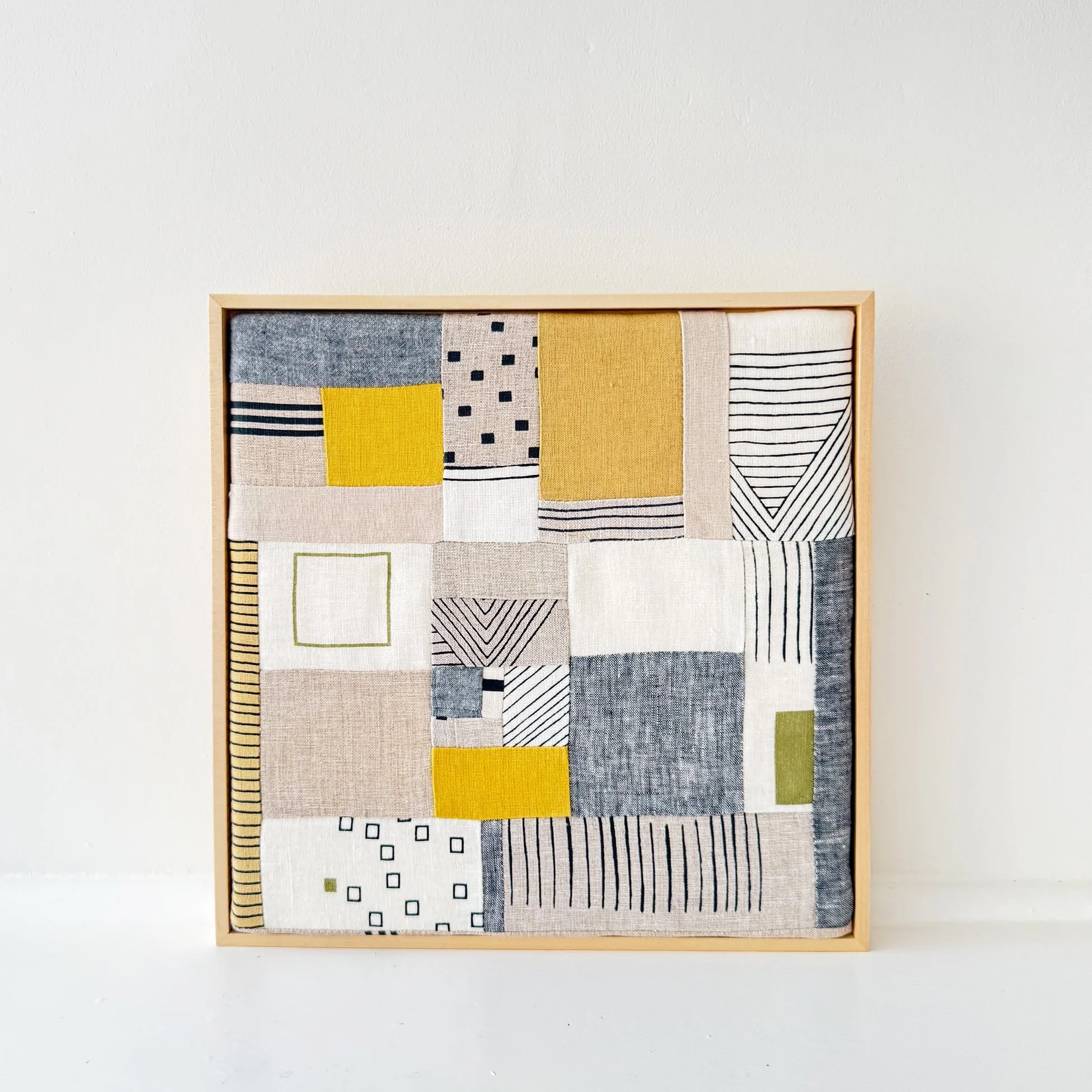 Wall Hanging/Framed Quilted Keepers Square in Neutral