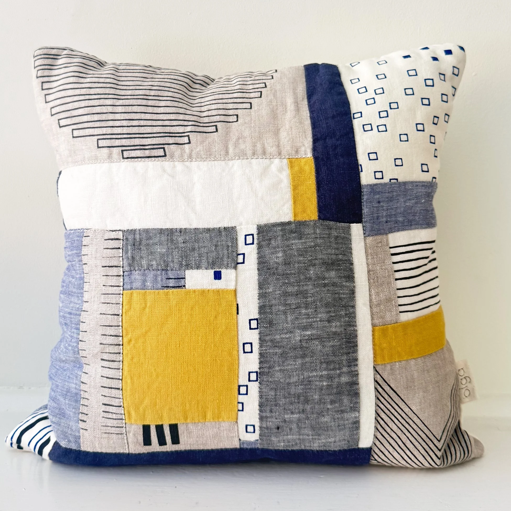 Square Cushion/Quilted Keepers Blues Linen Cushion