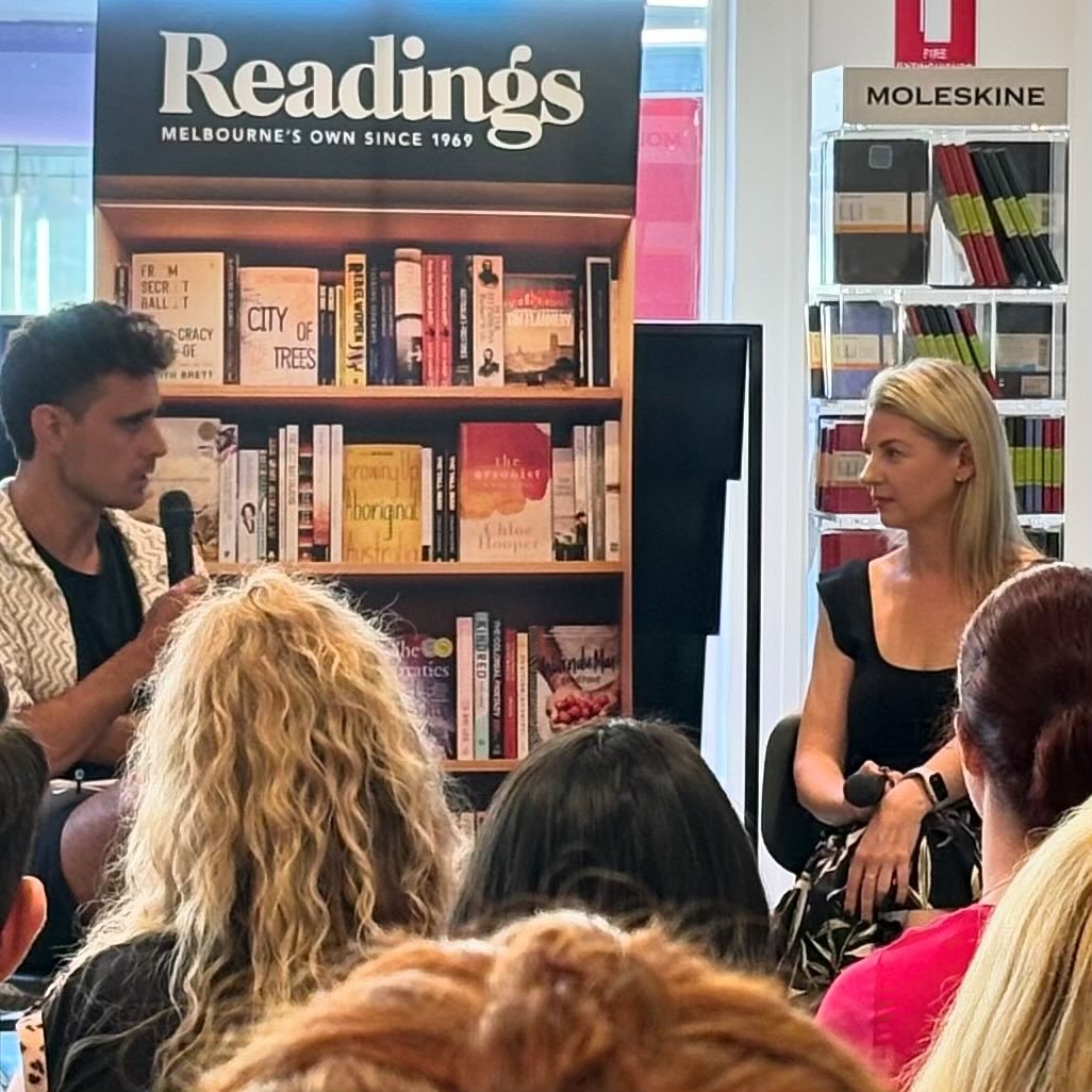 Ever intriguing @sarah_bailey_author expertly interviewed by @jppomare at @readingsbooks Gemma comes full circle.
.
#bodyoflies #australianfiction #crimefiction #gemmawoodstock