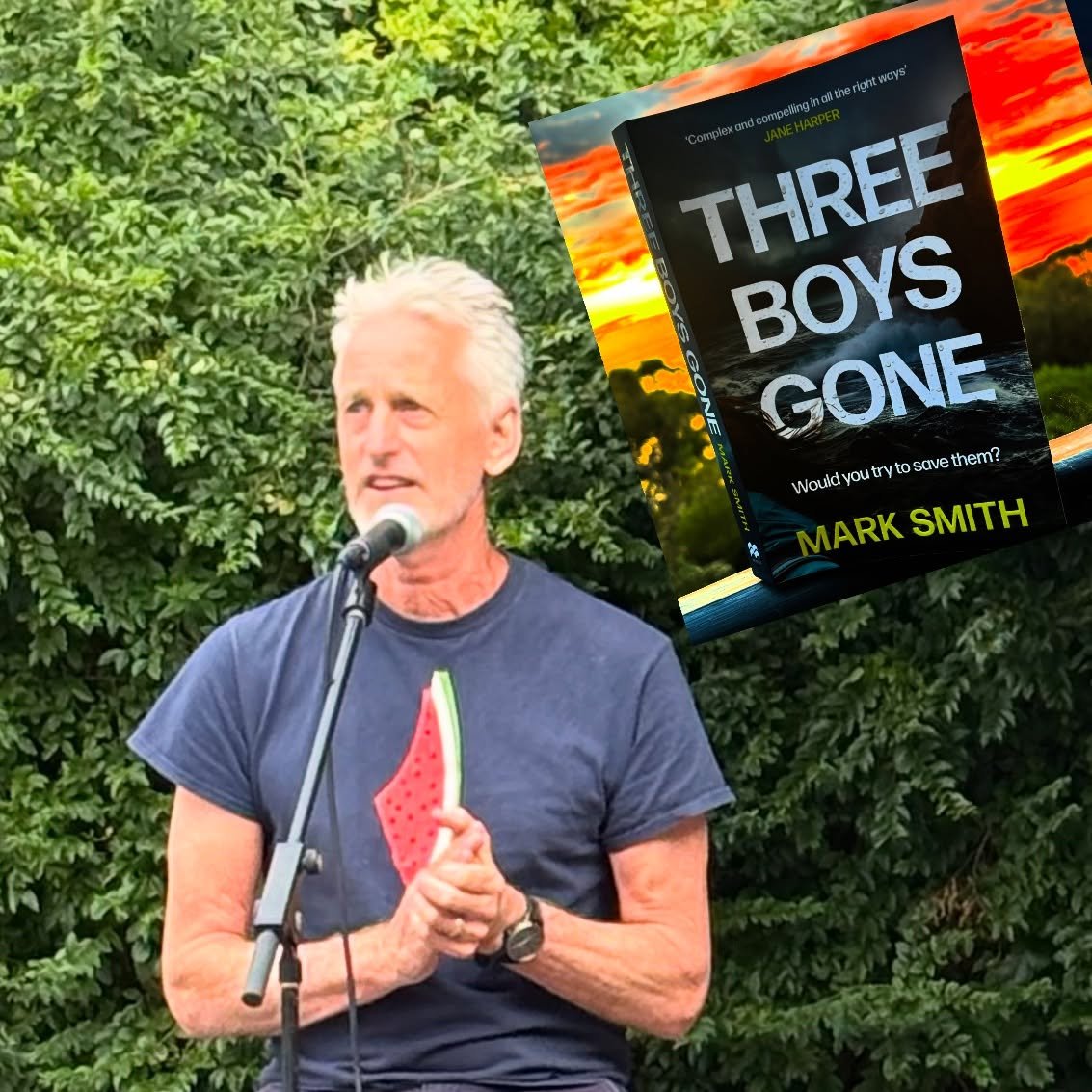 Perfect summer night for the launch of the gripping, morally complex #threeboysgone by @marksmithauthor. Great vibe, conversation rich and skillfully interviewed by @sarah_bailey_author A huge crowd enjoyed, asked questions and were generously hosted