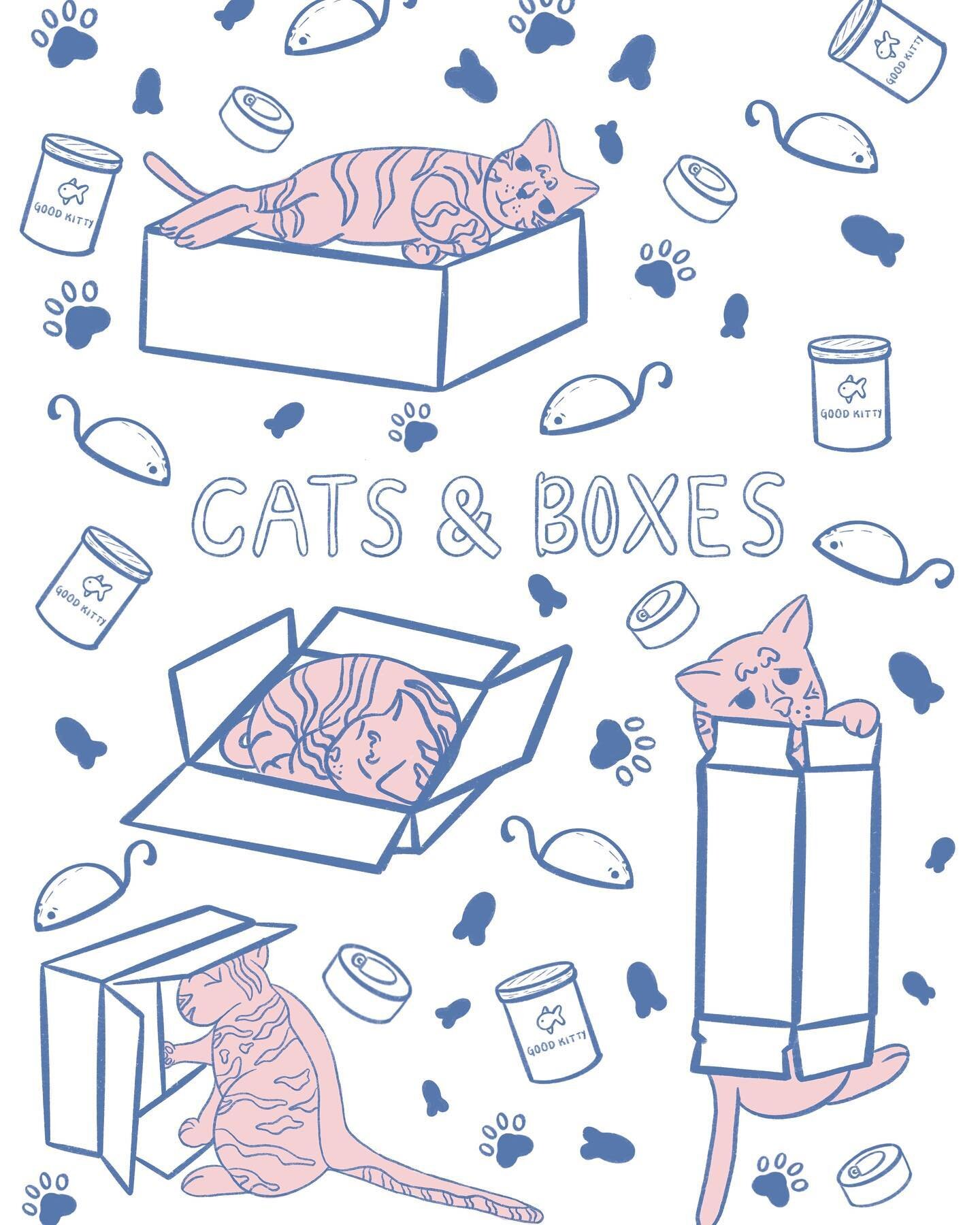 The many ways my cat 🐱 (Milo) likes to play with boxes 📦! Can anyone relate? 

Also, it&rsquo;s Milo&rsquo;s 2nd birthday 🥳! Drop us a heart and I will show him all the love ❤️ 

#justcatthings #cat #cats #kitty #digitalart #digital #illustration 