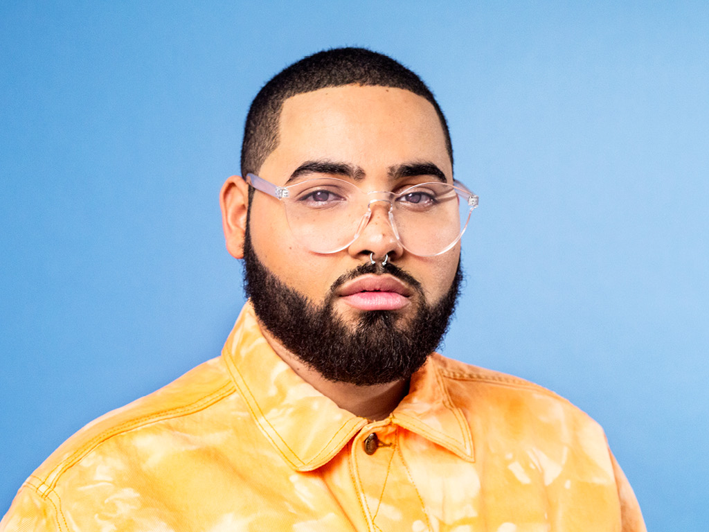 Monocut Glasses from Urban Outfitters, Custom Denim Suit.