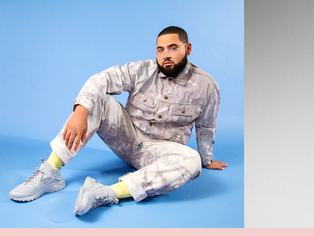 Monocut Glasses from Urban Outfitters, Nike Air Huaraches Custom Denim Suit.