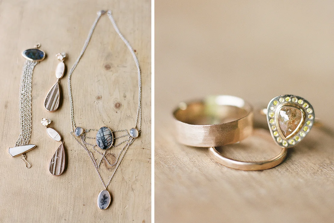  Rustic Scandinavian Styled Wedding: Paper Goods + Calligraphy: Sweet + Crafty // Photography: Josh Gruetzmacher // Venue: Chalk Hill Clematis // Planning: Be Hitched Event Planning + Design // Florist: Chestnut &amp; Vine Floral Design // Wedding Dress: Elise Hameau from LOHO Bride // Bride’s Shoes: Bryr Clogs // Hair + Makeup: Fox &amp; Doll // Groom’s Suit: The Black Tux // Catering: Quince // Cake: The Whole Cake // Table Top Rentals: Frances Lane // Furniture Rentals: Bright Event Rentals // Jewelry: Melissa Joy Manning // Linens: La Tavola Linens // Ceramic Vessels: Gerhard Ceramics 