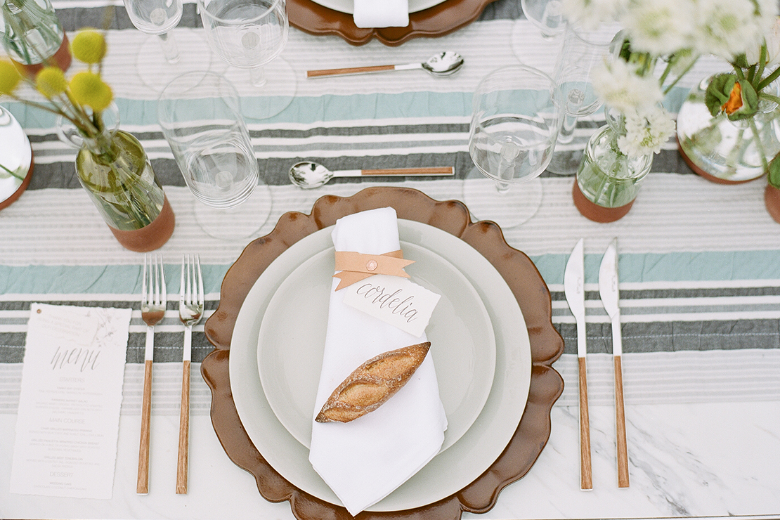  Rustic Scandinavian Styled Wedding: Paper Goods + Calligraphy: Sweet + Crafty // Photography: Josh Gruetzmacher // Venue: Chalk Hill Clematis // Planning: Be Hitched Event Planning + Design // Florist: Chestnut &amp; Vine Floral Design // Wedding Dress: Elise Hameau from LOHO Bride // Bride’s Shoes: Bryr Clogs // Hair + Makeup: Fox &amp; Doll // Groom’s Suit: The Black Tux // Catering: Quince // Cake: The Whole Cake // Table Top Rentals: Frances Lane // Furniture Rentals: Bright Event Rentals // Jewelry: Melissa Joy Manning // Linens: La Tavola Linens // Ceramic Vessels: Gerhard Ceramics 