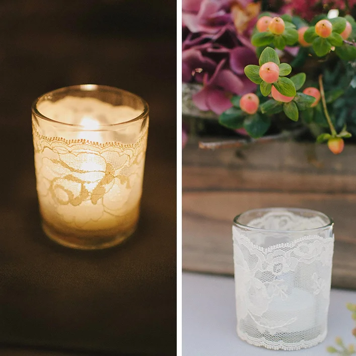 lace-wrapped votives
