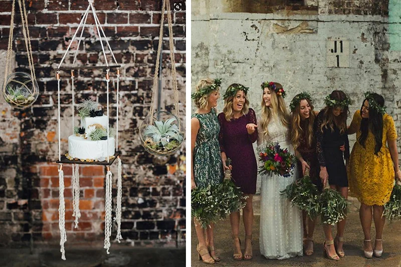 Cake display designed by Glitz Events // Cake by A Piece of Cake // Photo by Monika Gauthier Photography // Terrariums by Bottled Blooms // via Ruffled Blog Bride and bridesmaid dresses photographed by Dan O'Day // via Buzzfeed