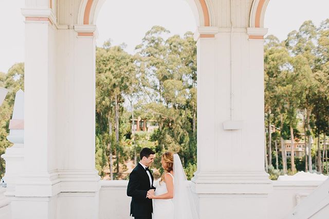 Shannon and Nick&rsquo;s first look in the bell tower at the @claremonthotel in Berkeley is pure magic. Dying to see the rest of these shots by @jakeandnecia! Floral design: @chestnut_and_vine // Hair and Makeup: @aprilfosterbridal #sweetandcrafty #f