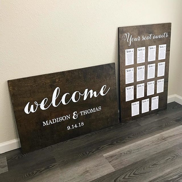 Custom designed welcome sign, seating chart, wine cork keychain favors and tags, and table numbers all packed up and ready for @madisonwade wedding this weekend!